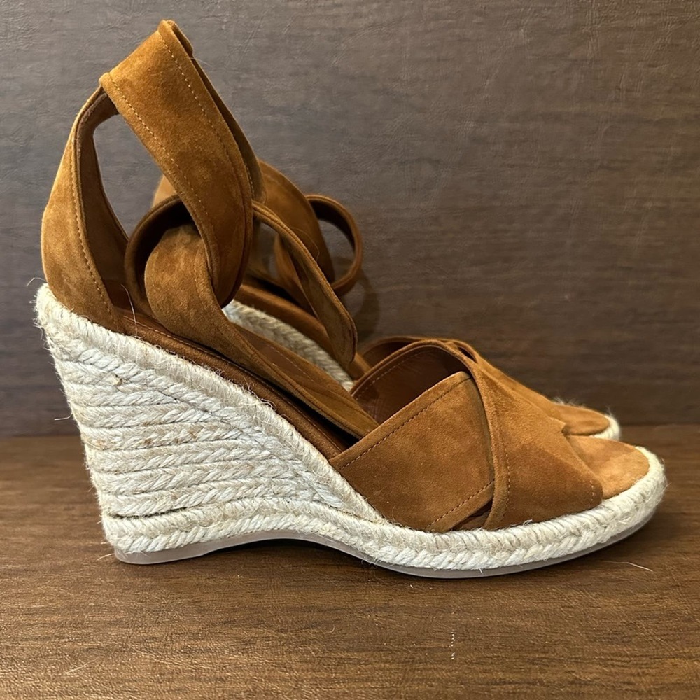 Marion Parke Leah Suede - Camel Espadrille Wedge SZ 38 US 8
